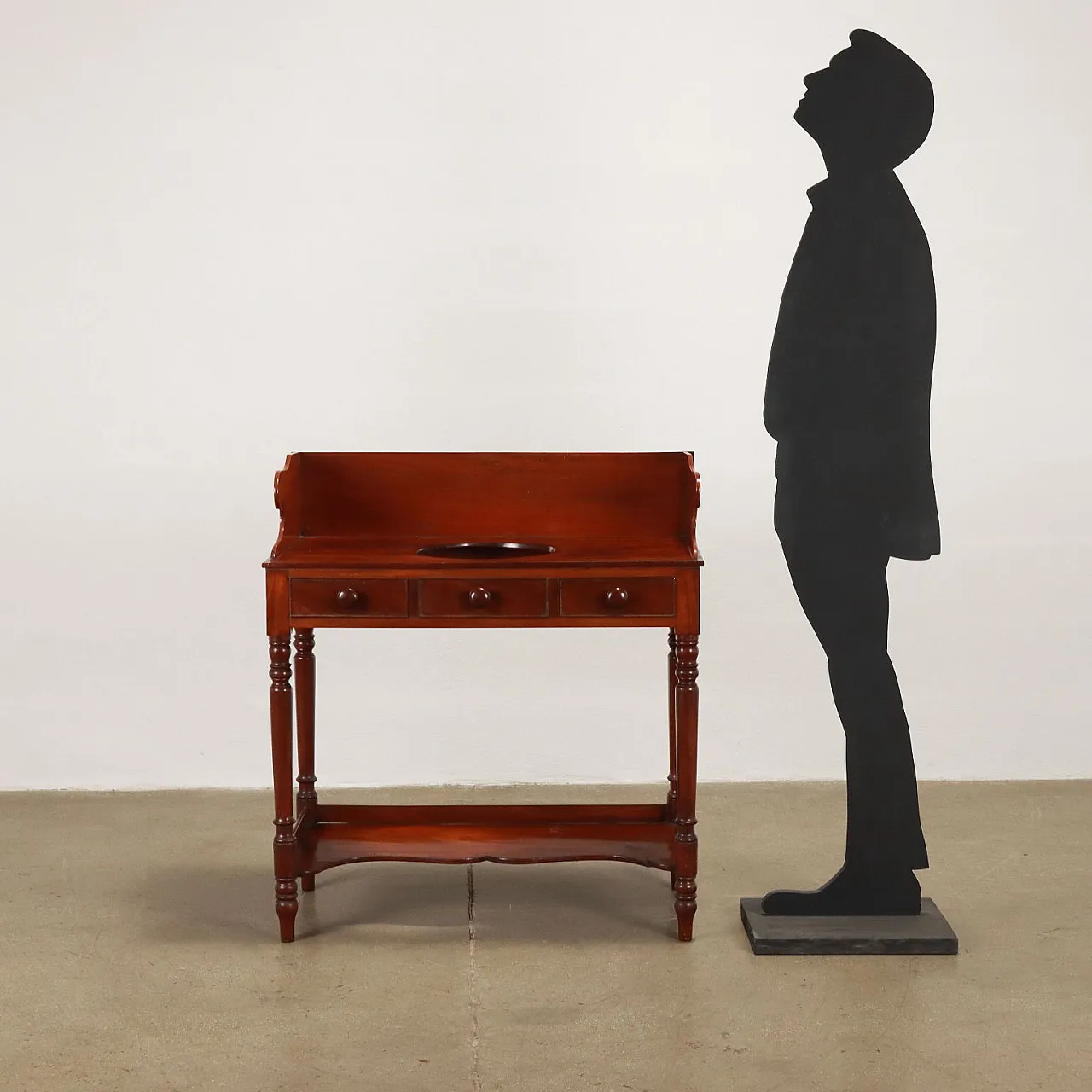 English mahogany toilet with ceramic bowl, mid-19th century 2
