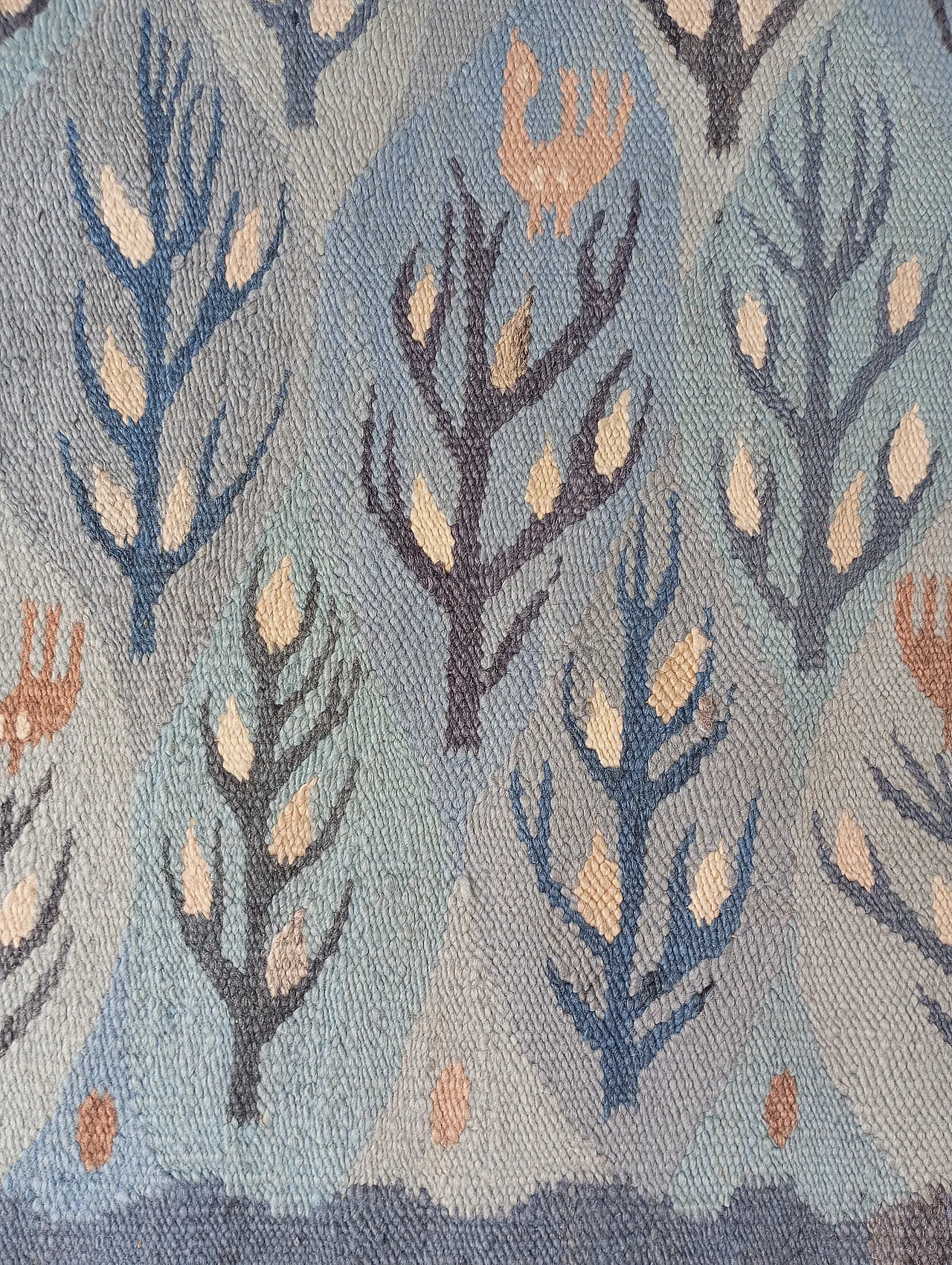 Kilim/arazzo tessuto a mano in lana azzurro, anni ‘70 5