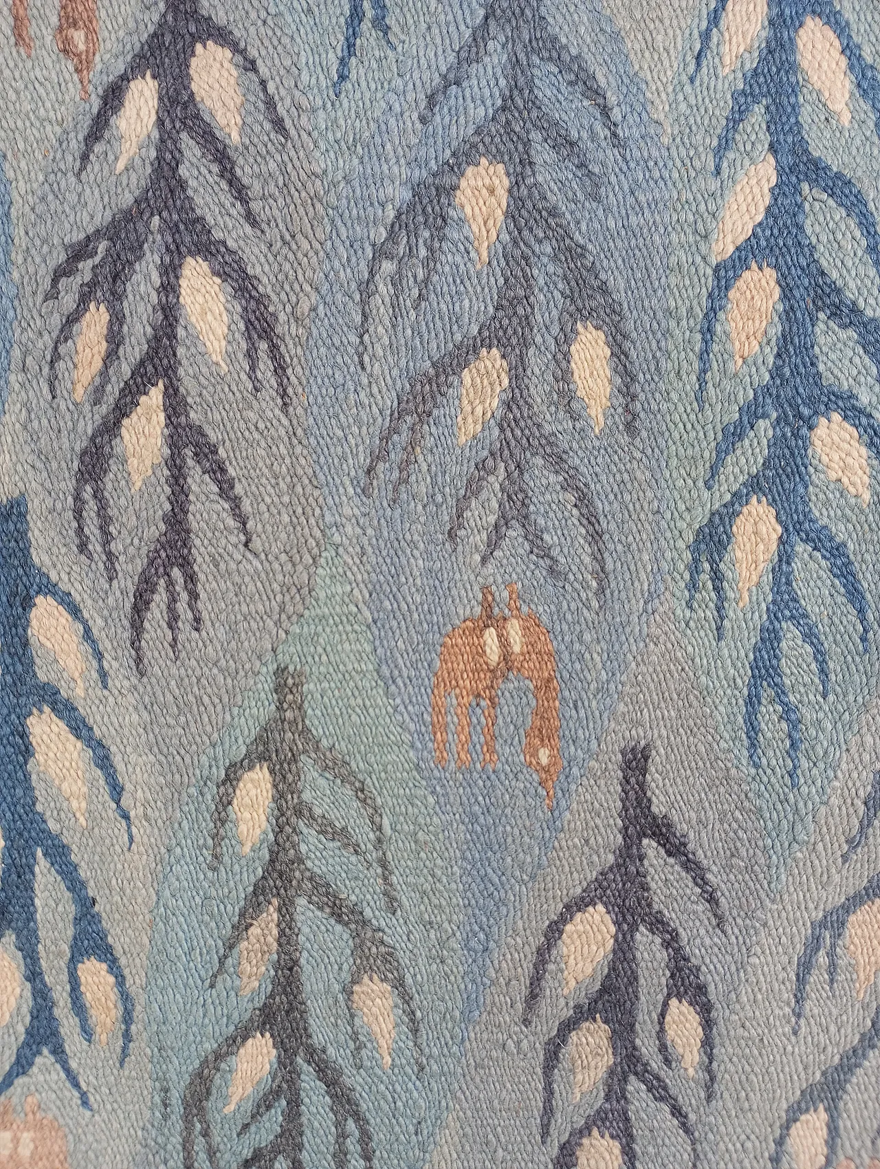 Kilim/arazzo tessuto a mano in lana azzurro, anni ‘70 7