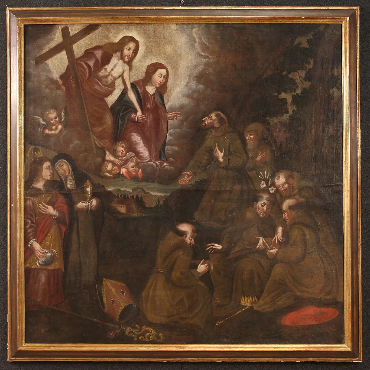Spanish painting religious oil on canvas, 18th century 4
