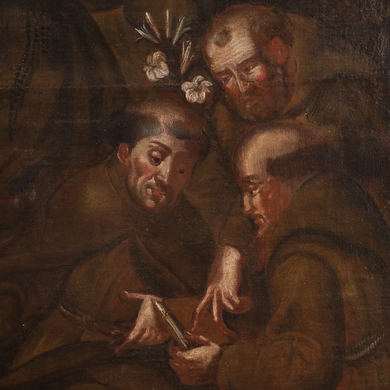 Spanish painting religious oil on canvas, 18th century 12