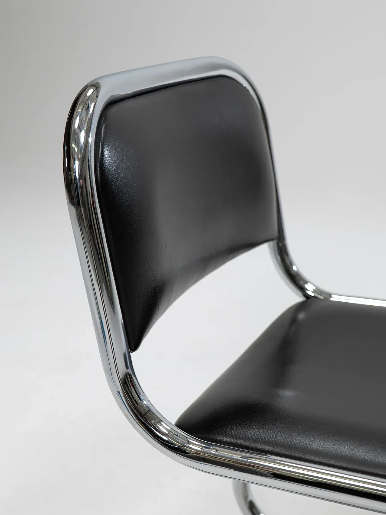 6 Cantilever chrome dining chairs, 1980s 8