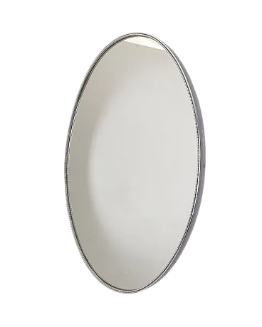 Specchio da parete in metallo cromato, anni '70