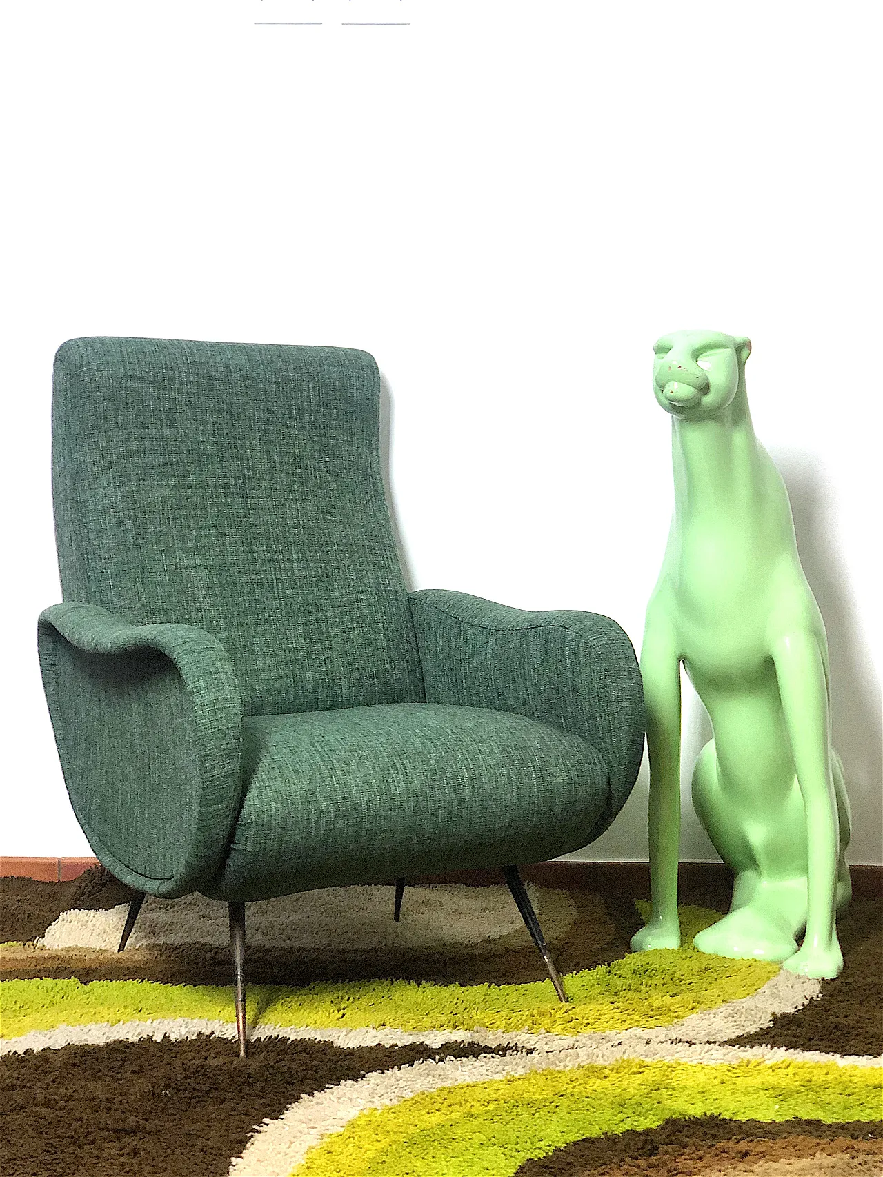 Poltrona Lady dark green stile Marco Zanuso, anni '50 1