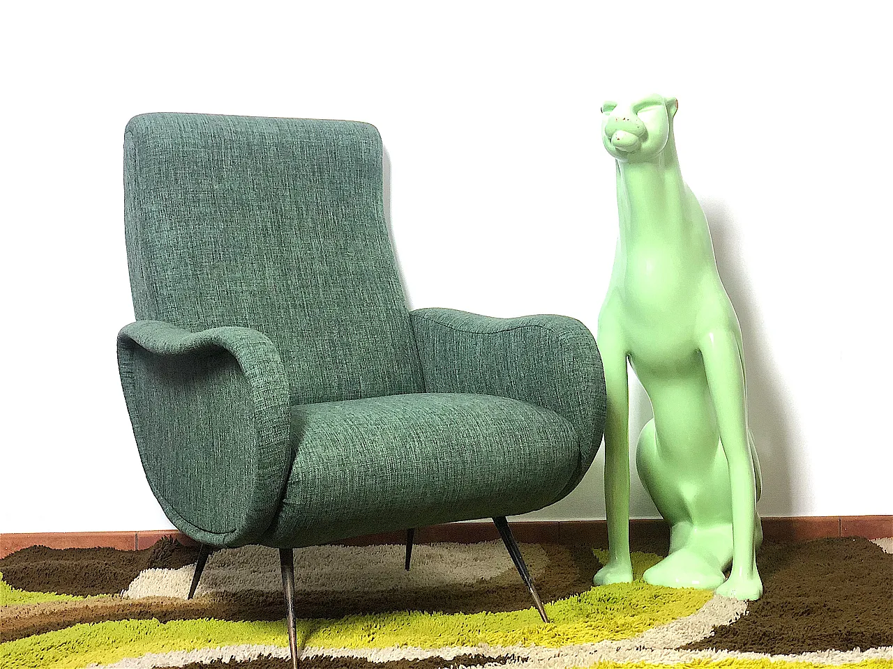 Poltrona Lady dark green stile Marco Zanuso, anni '50 2