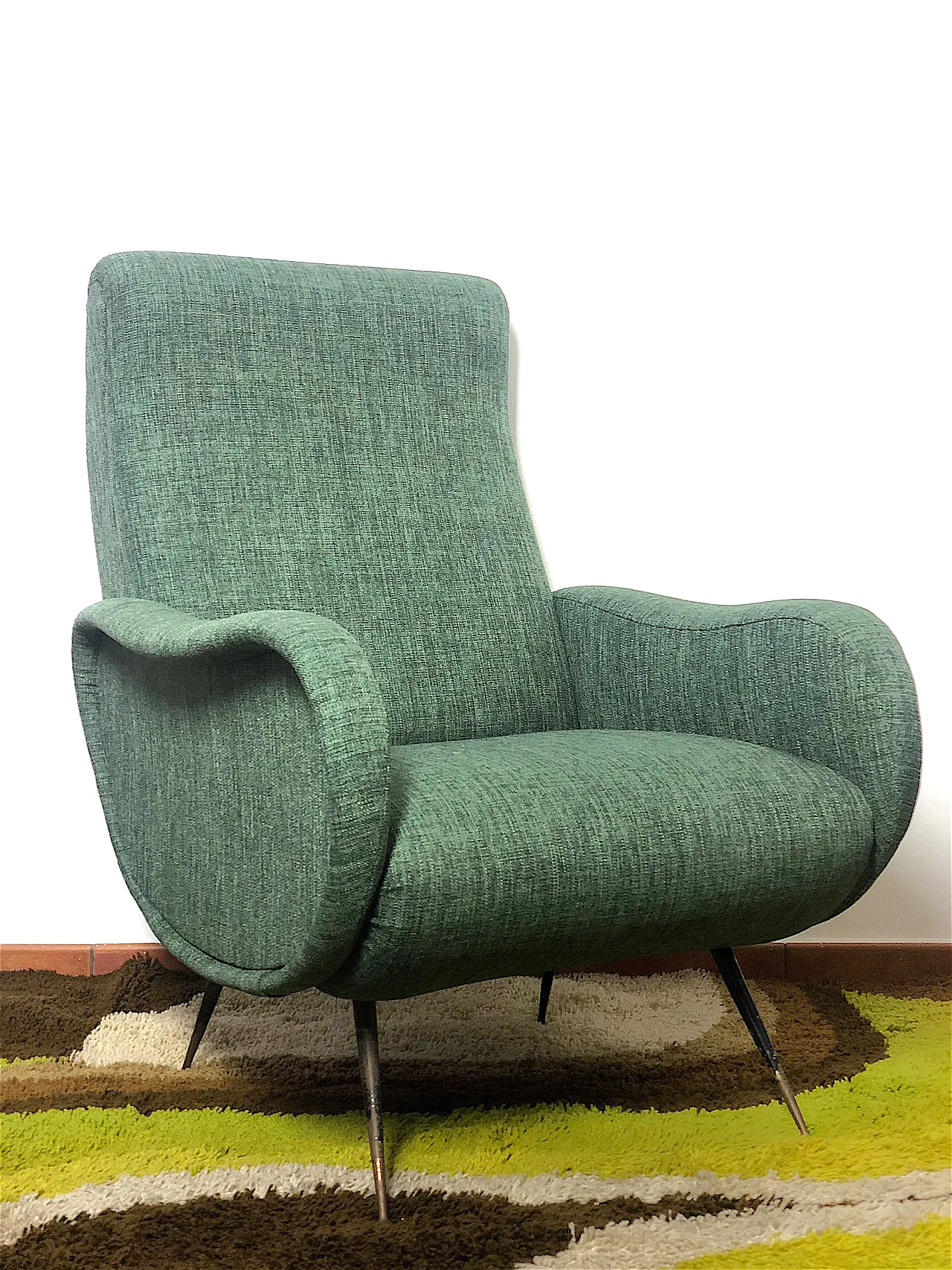 Poltrona Lady dark green stile Marco Zanuso, anni '50 3