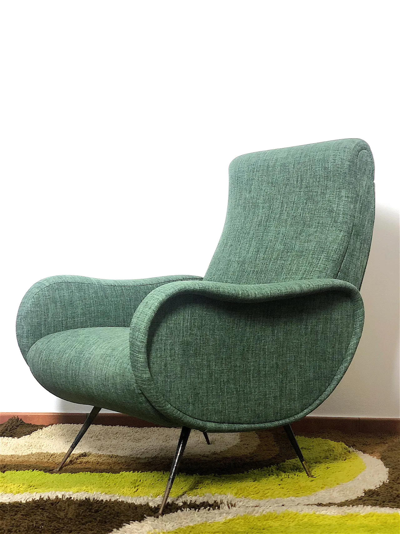 Poltrona Lady dark green stile Marco Zanuso, anni '50 4