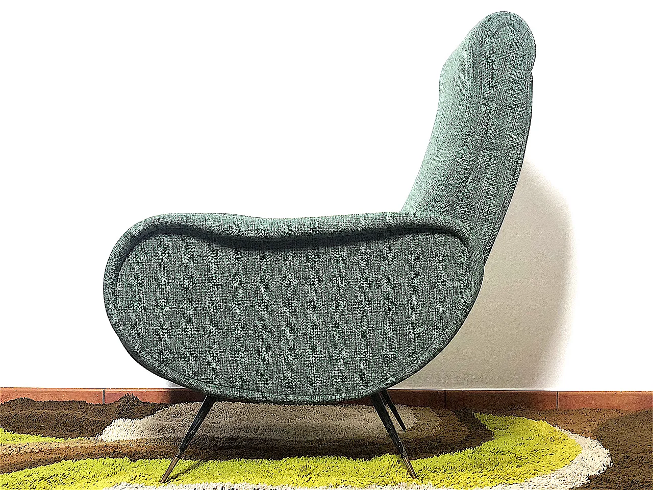 Poltrona Lady dark green stile Marco Zanuso, anni '50 7