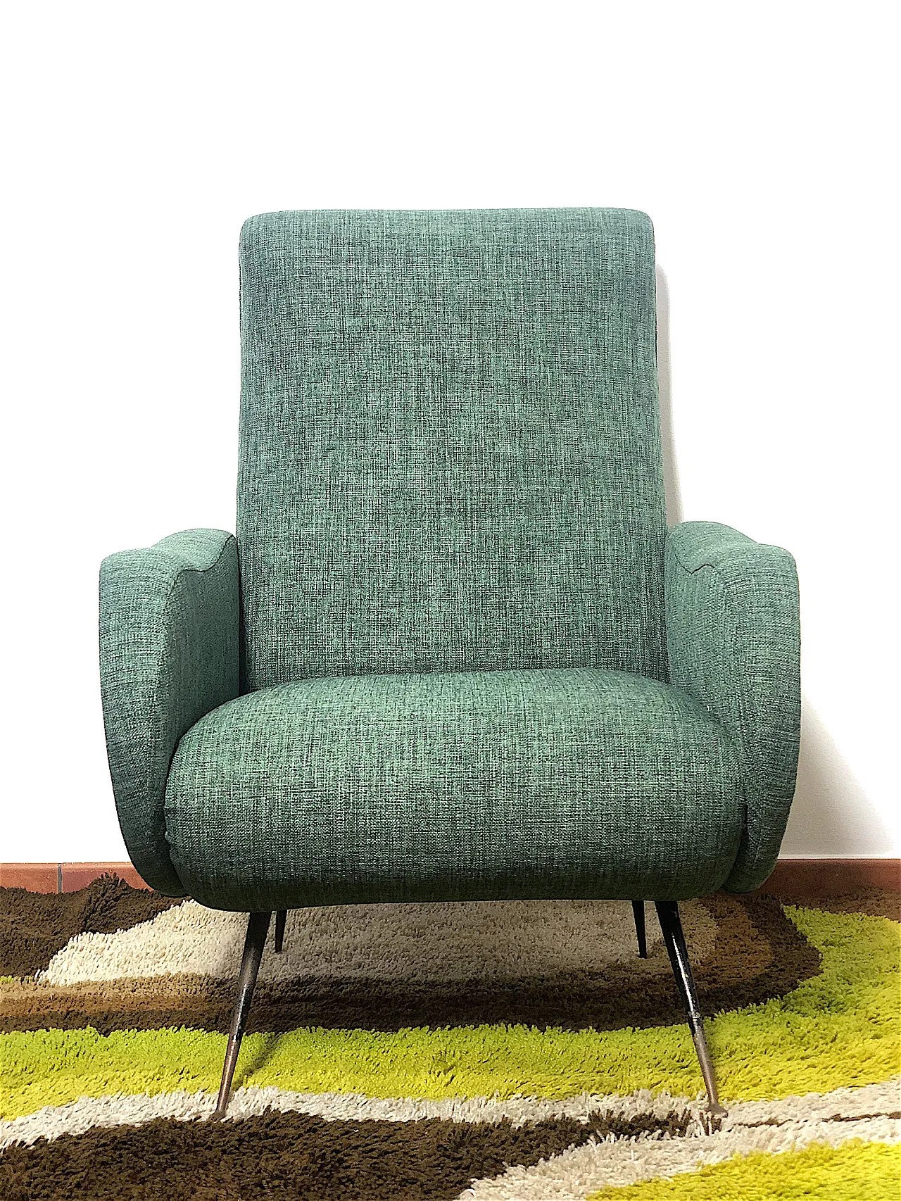 Poltrona Lady dark green stile Marco Zanuso, anni '50 8