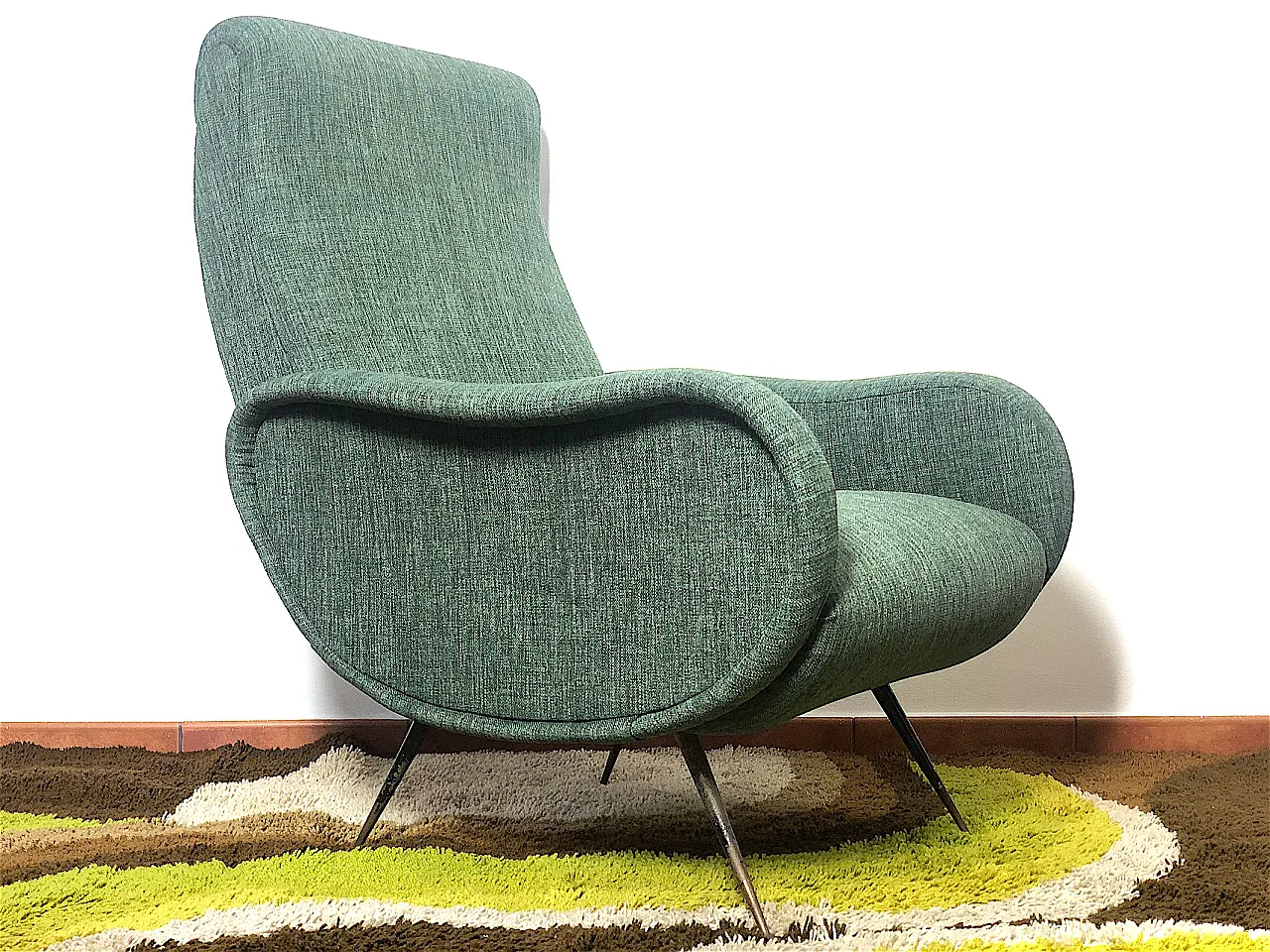 Poltrona Lady dark green stile Marco Zanuso, anni '50 9