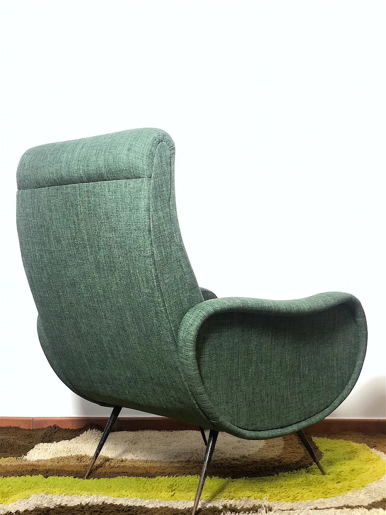 Poltrona Lady dark green stile Marco Zanuso, anni '50 11