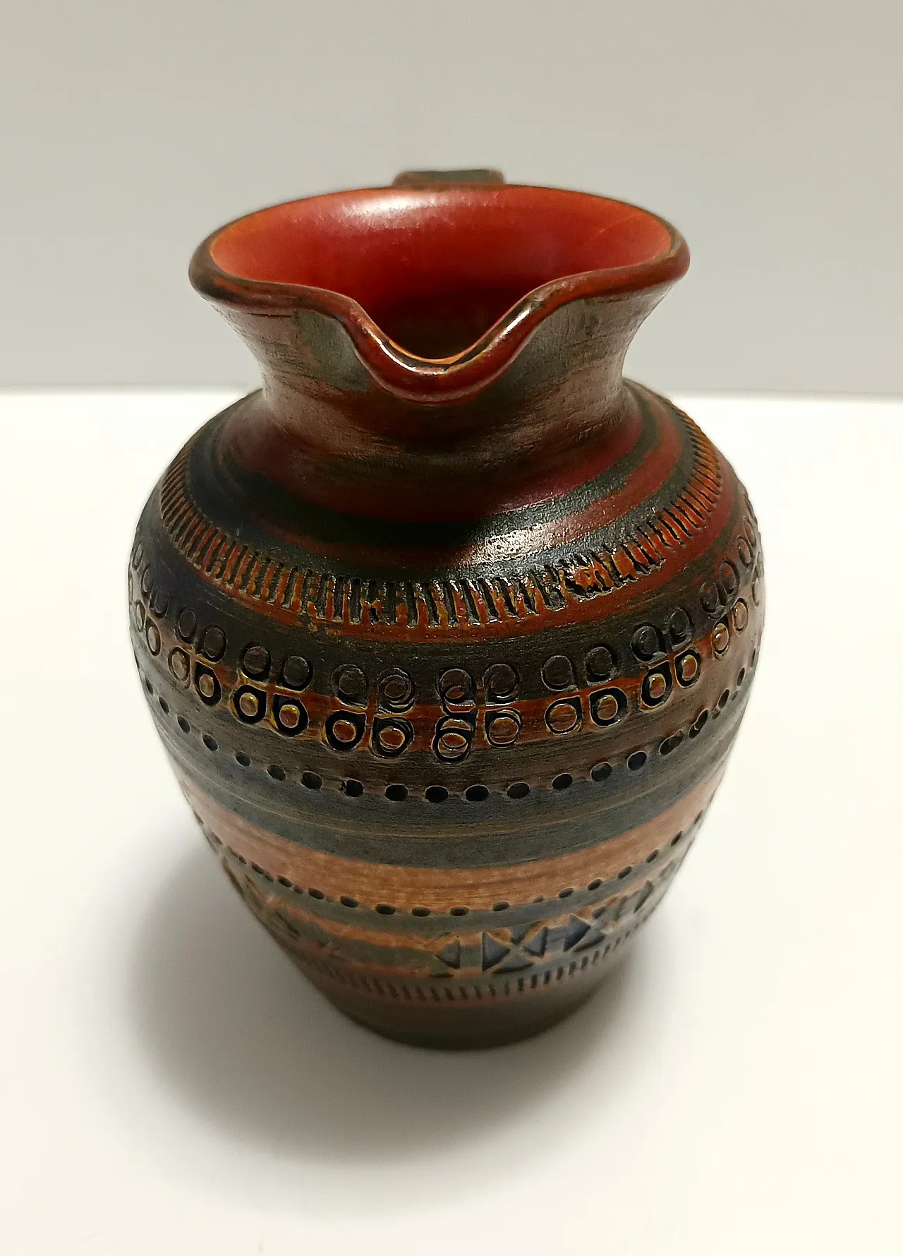Brown lacquered terracotta pitcher by Aldo Londi for Bitossi, 60s 2