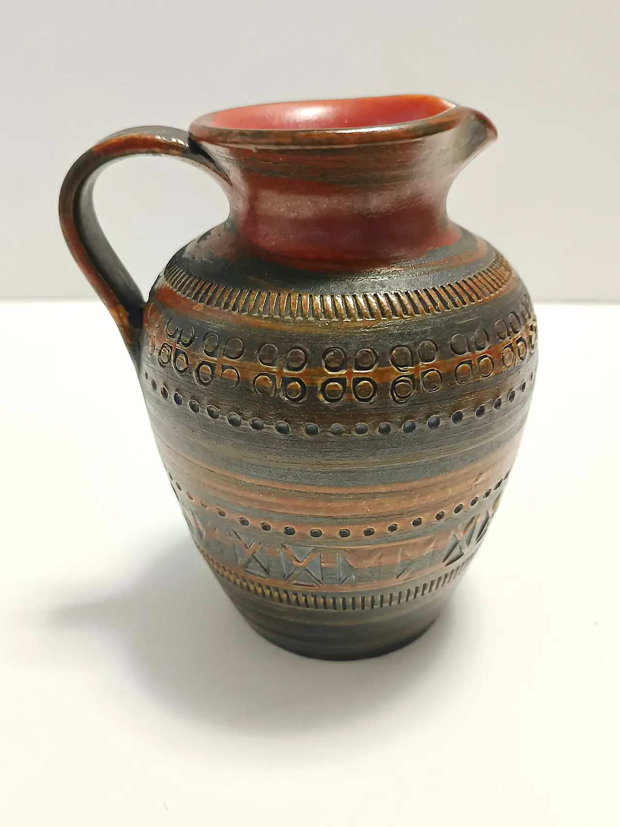 Brown lacquered terracotta pitcher by Aldo Londi for Bitossi, 60s 3