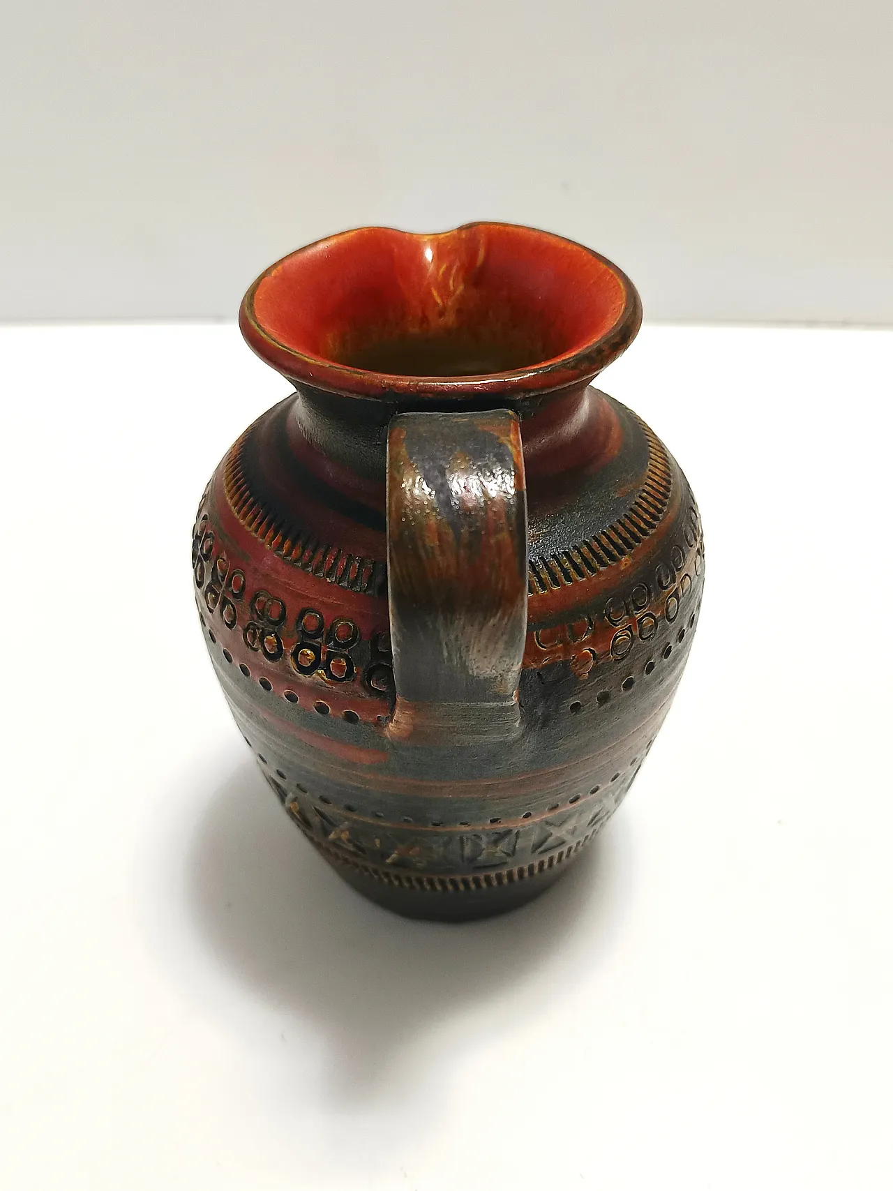 Brown lacquered terracotta pitcher by Aldo Londi for Bitossi, 60s 9