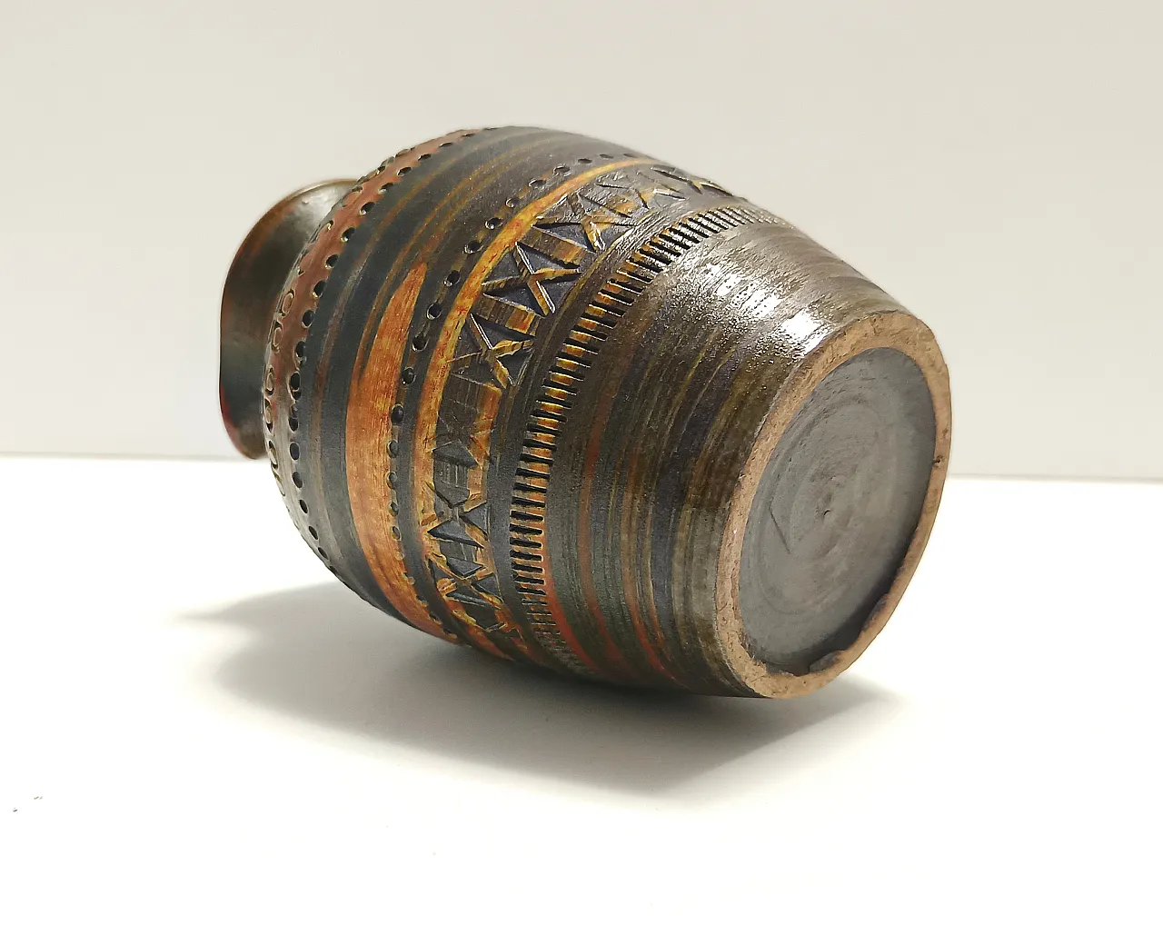 Brown lacquered terracotta pitcher by Aldo Londi for Bitossi, 60s 10