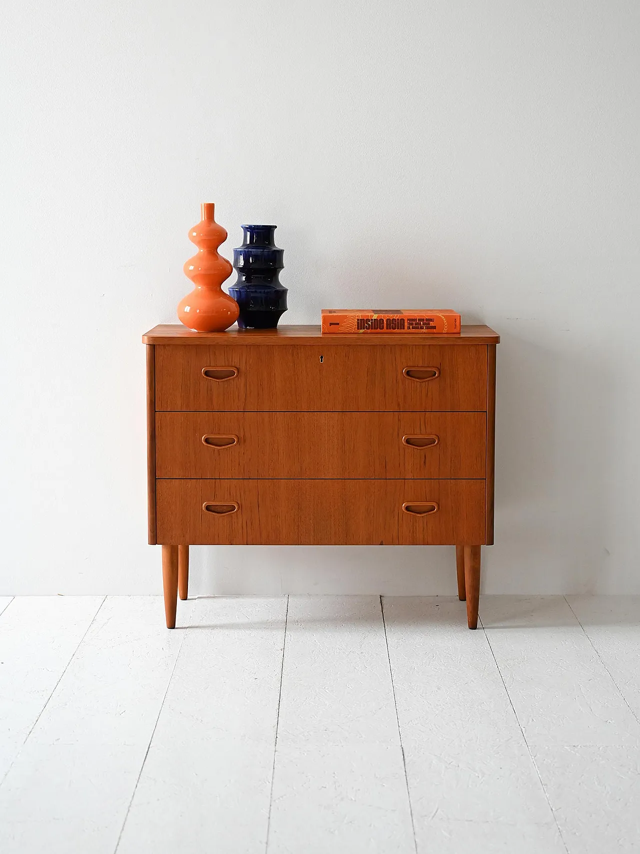 Cassettiera vintage scandinava in teak anni ’50/’60 1