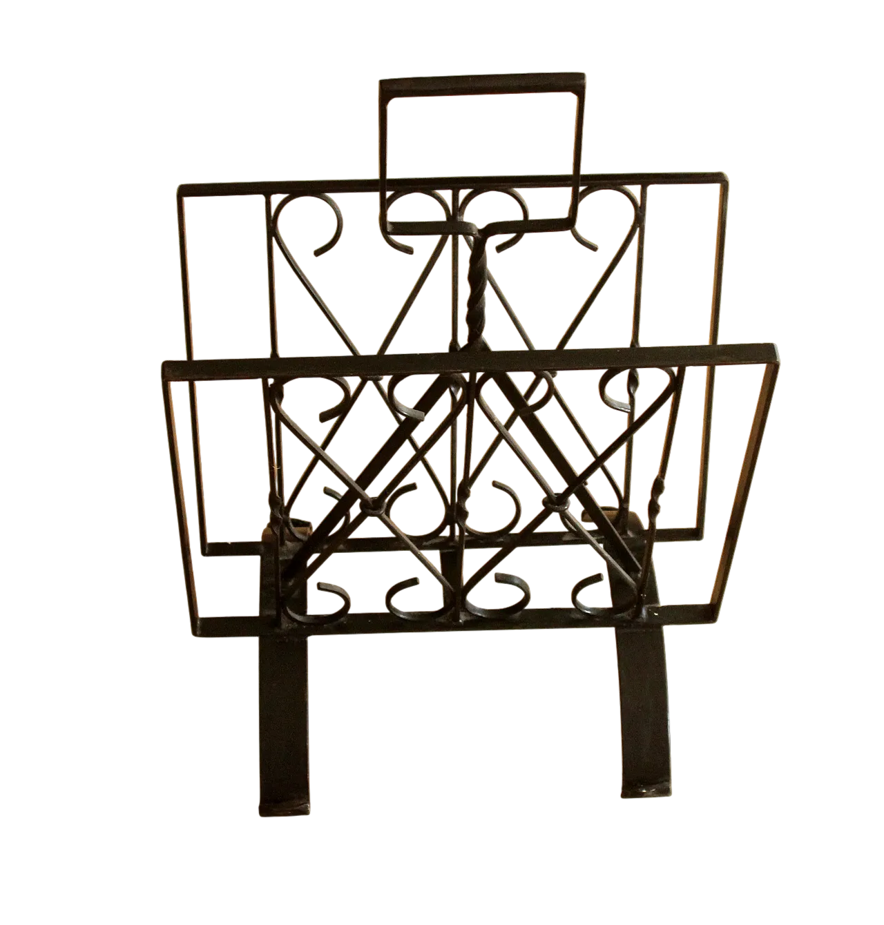 Handmade wrought iron magazine rack - Vintage from the 1950s 11