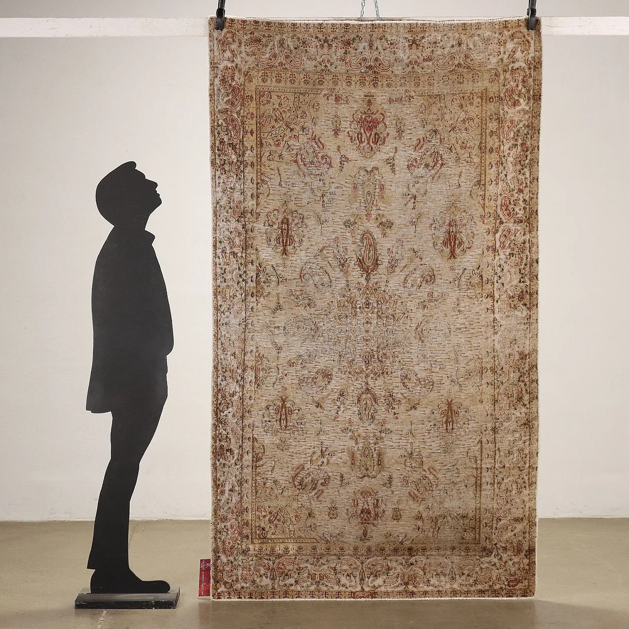 Thin knot rug in cotton & wool with floral motifs, 2000s 2