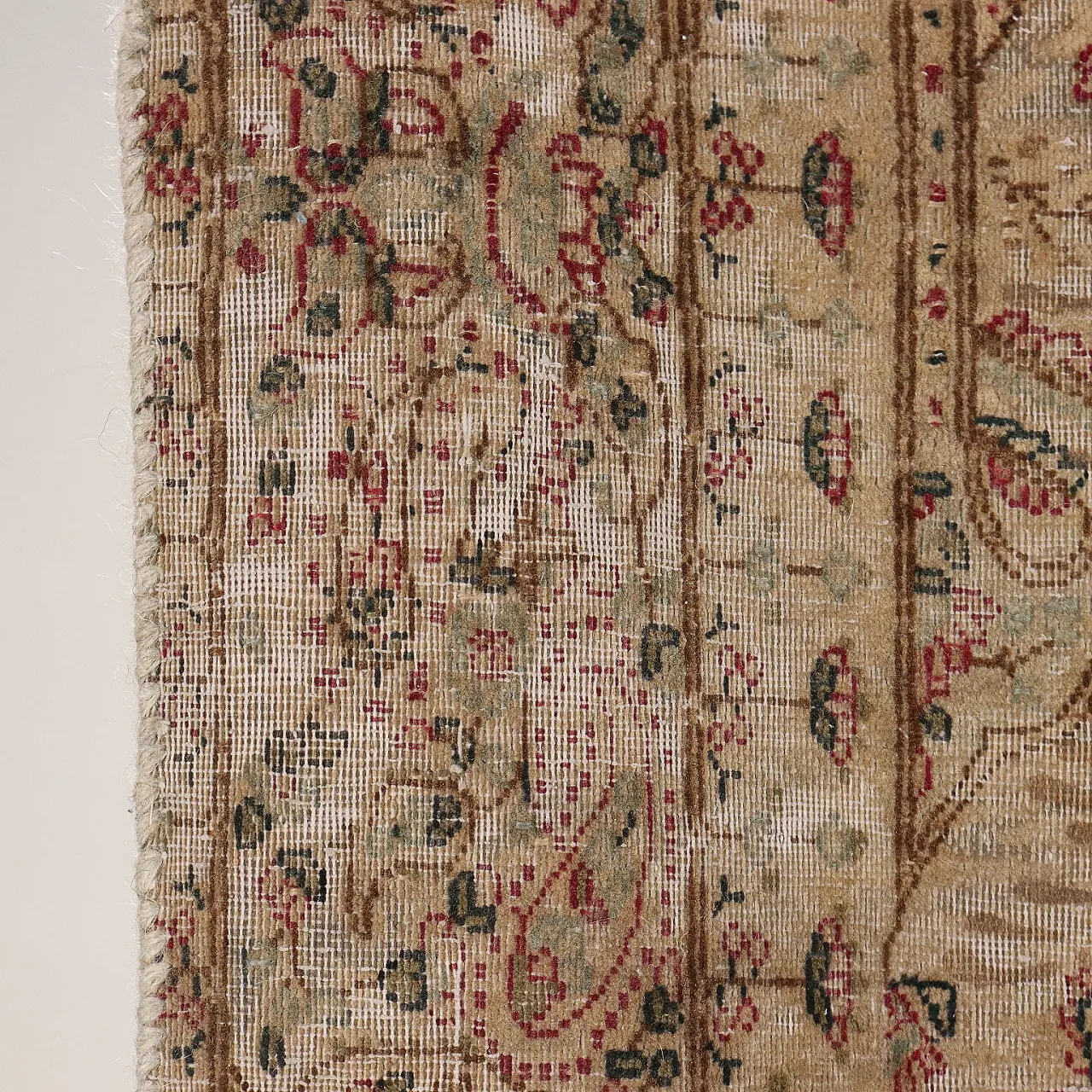Thin knot rug in cotton & wool with floral motifs, 2000s 7