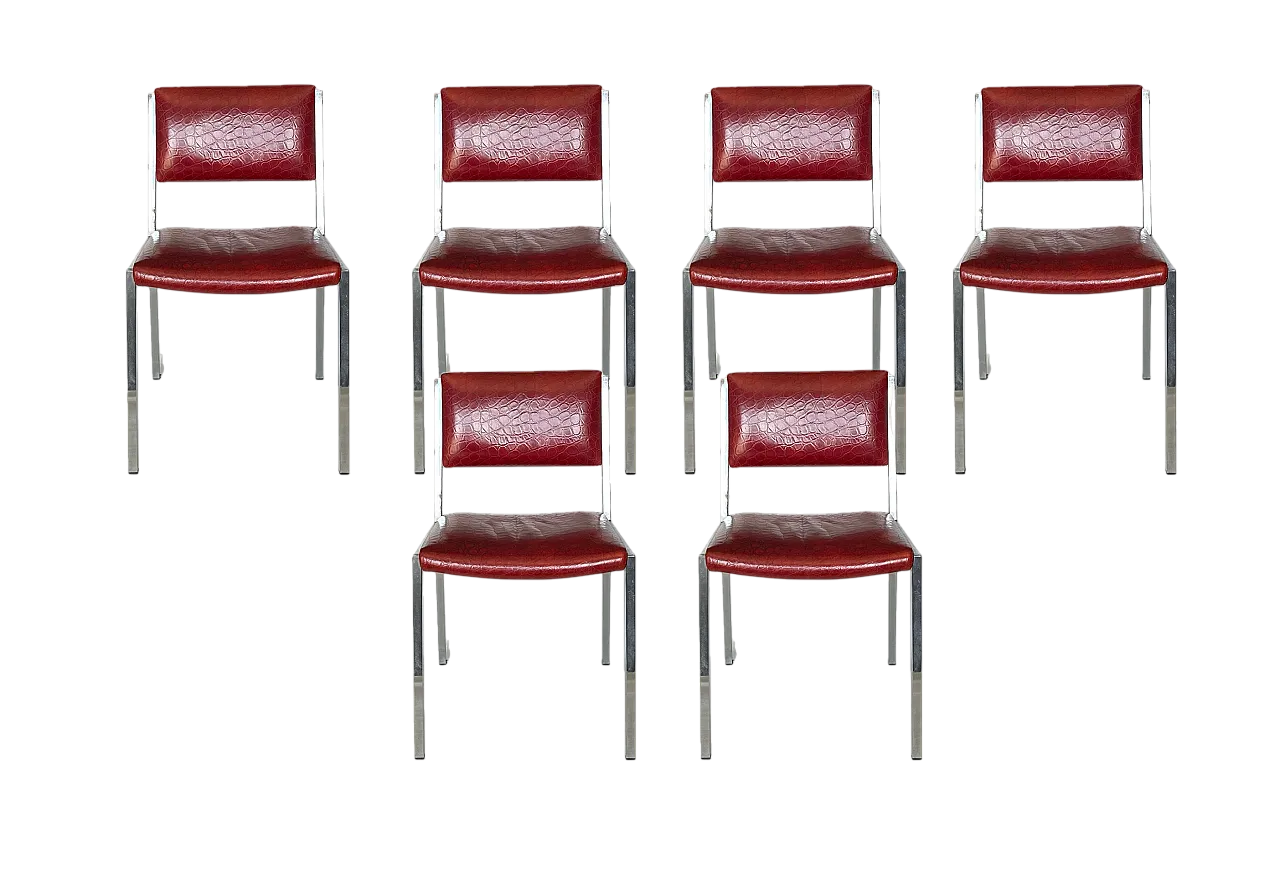 6 sedie metallo e pelle, 1950 7