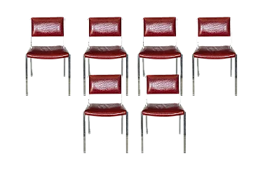 6 sedie metallo e pelle, 1950