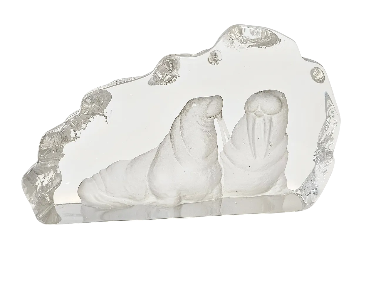 Etched lass with Walruses by Mats Jonasson for by Kosta Boda, 70s 11