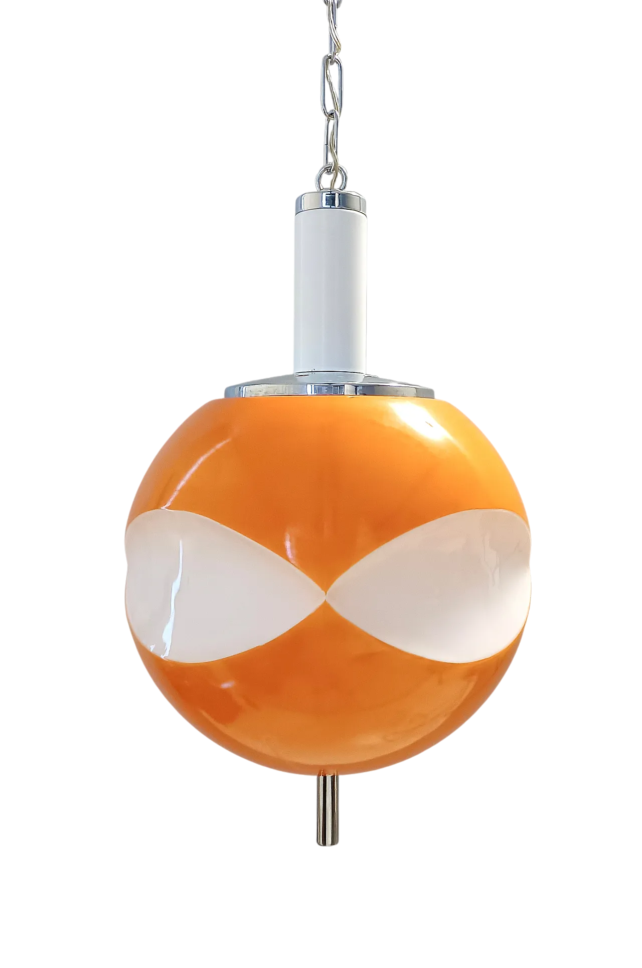 Space Age Orange and White Opaline Glass Pendant, 70s 9