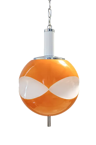 Space Age Orange and White Opaline Glass Pendant, 70s