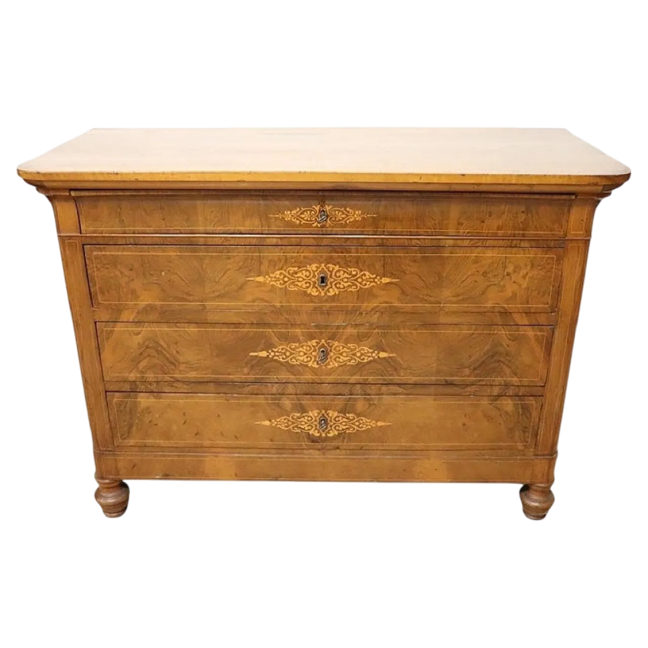 Comò in noce intarsiato, '800 12