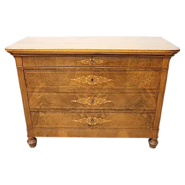 Comò in noce intarsiato, '800