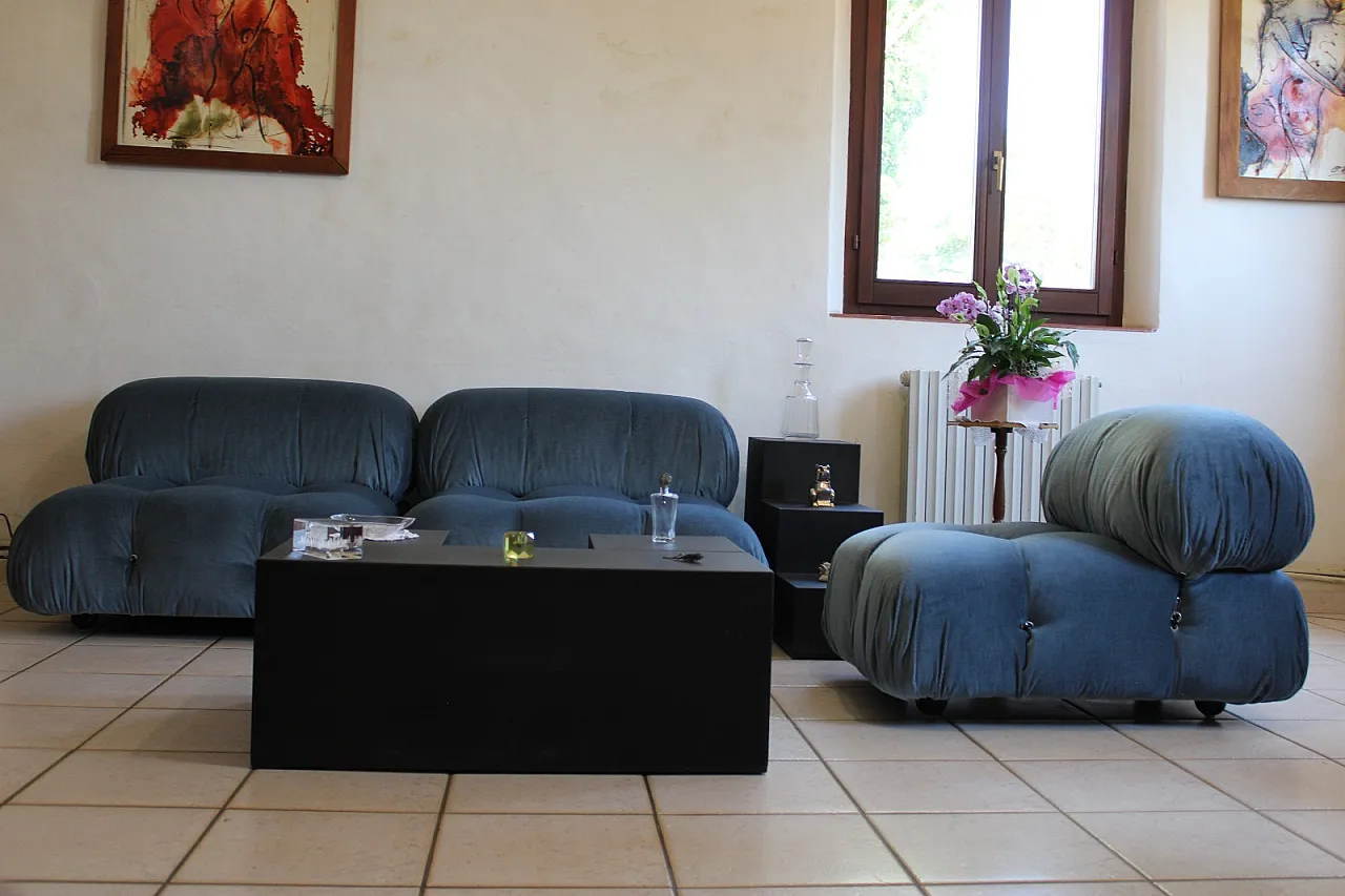 3 poltrone Camaleonda di M. Bellini, blu, anni '70 7