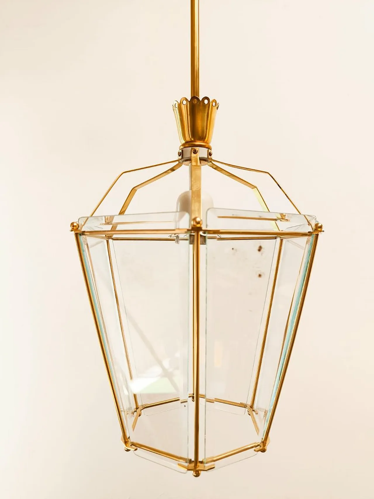 Lanterna in ottone e vetro trasparente, anni '40 6