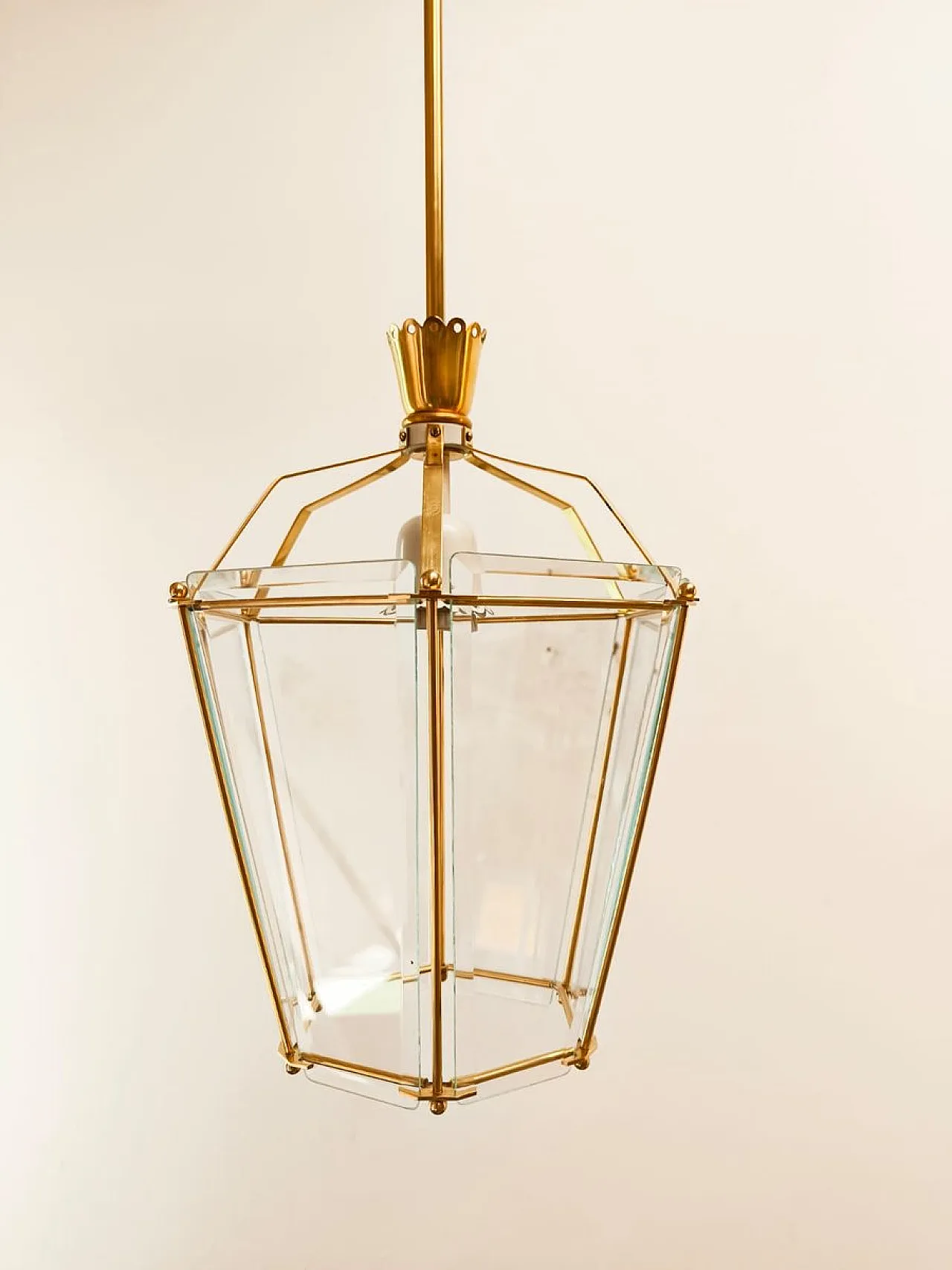 Lanterna in ottone e vetro trasparente, anni '40 8