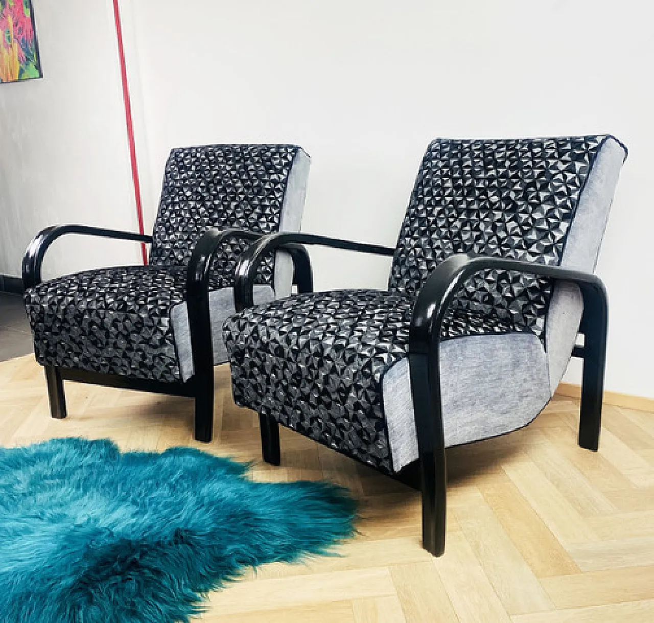 Poltrone HF11 Art Deco, anni '40 2