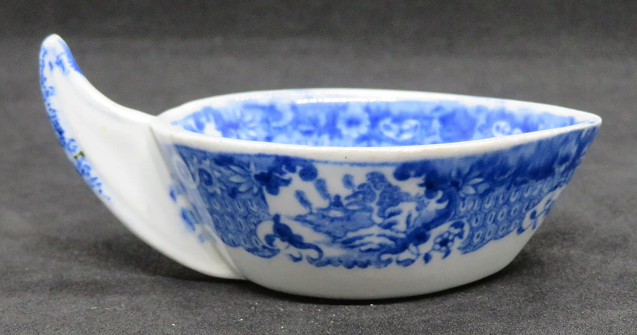 Imbarcazione inglese in perle blu e bianche con stampa, '800 2