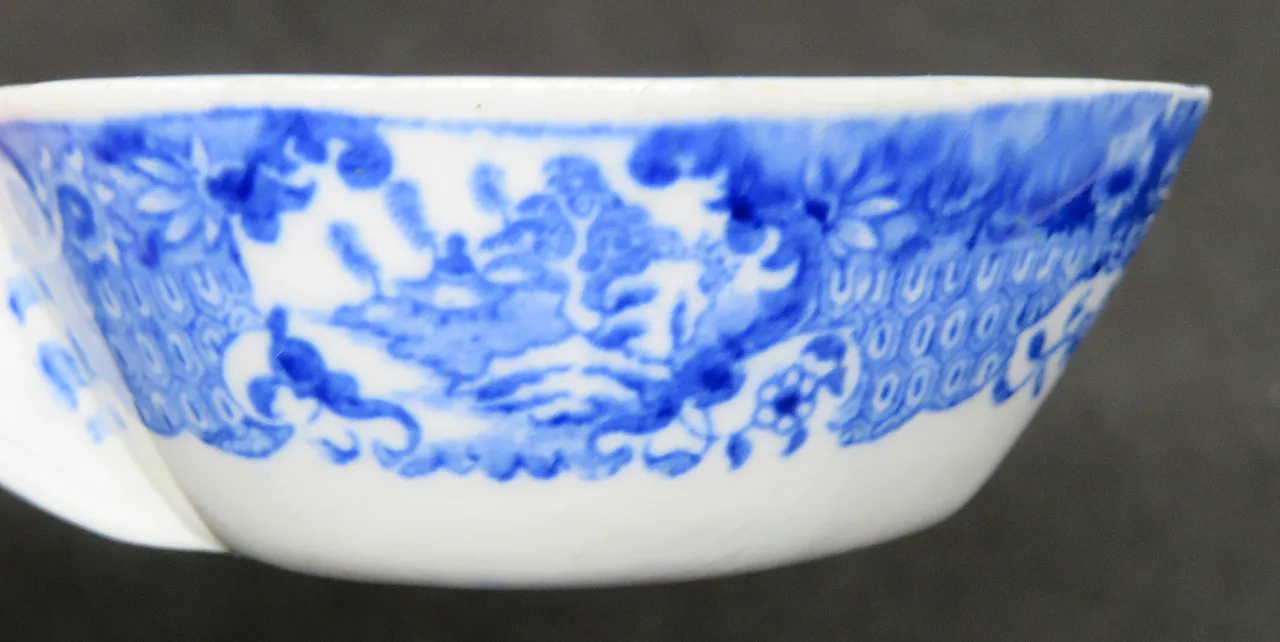 Imbarcazione inglese in perle blu e bianche con stampa, '800 7