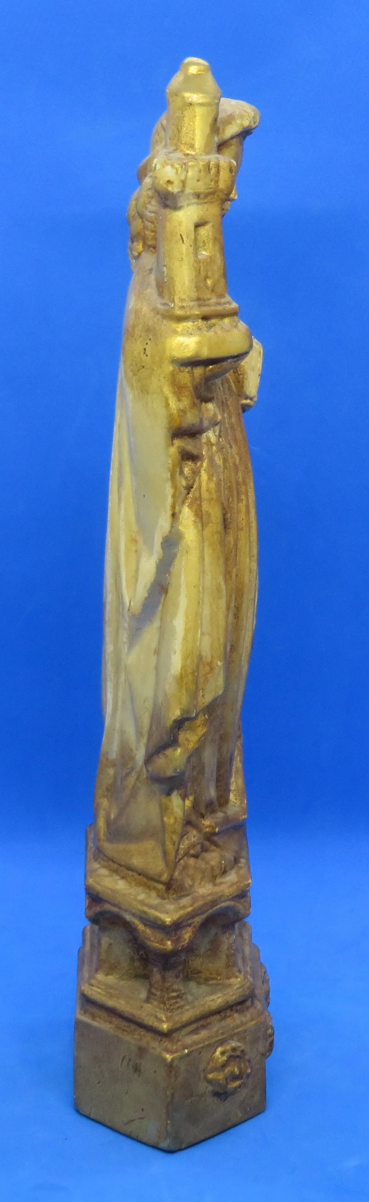 St. Barbara, gilded ceramic religious statuette, 19th century 2