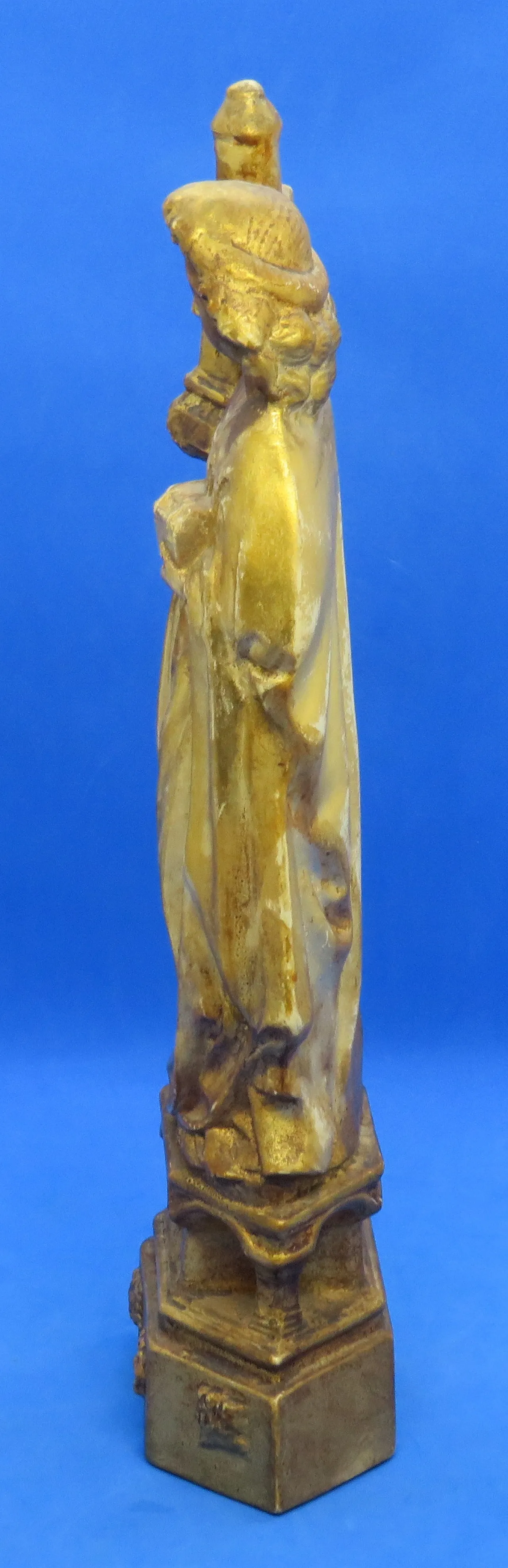 St. Barbara, gilded ceramic religious statuette, 19th century 4