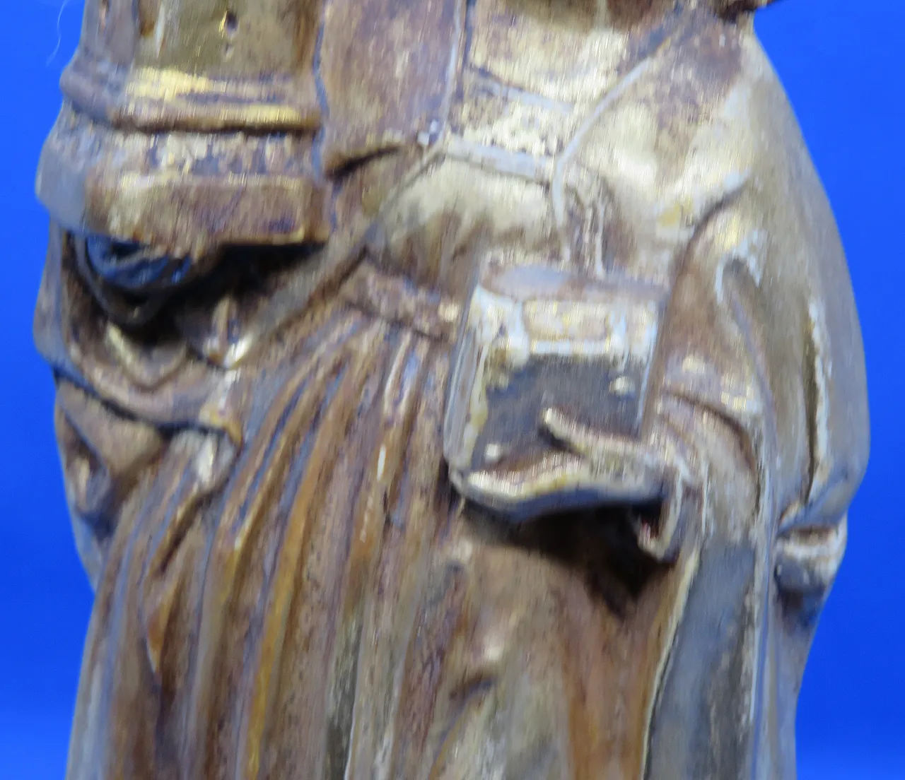 St. Barbara, gilded ceramic religious statuette, 19th century 7
