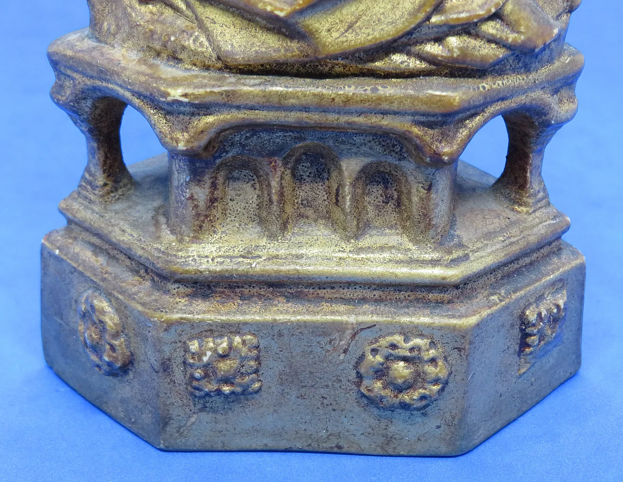 St. Barbara, gilded ceramic religious statuette, 19th century 8