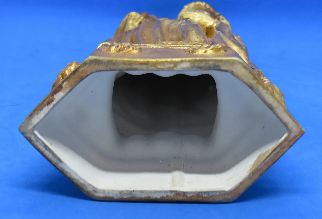 St. Barbara, gilded ceramic religious statuette, 19th century 9