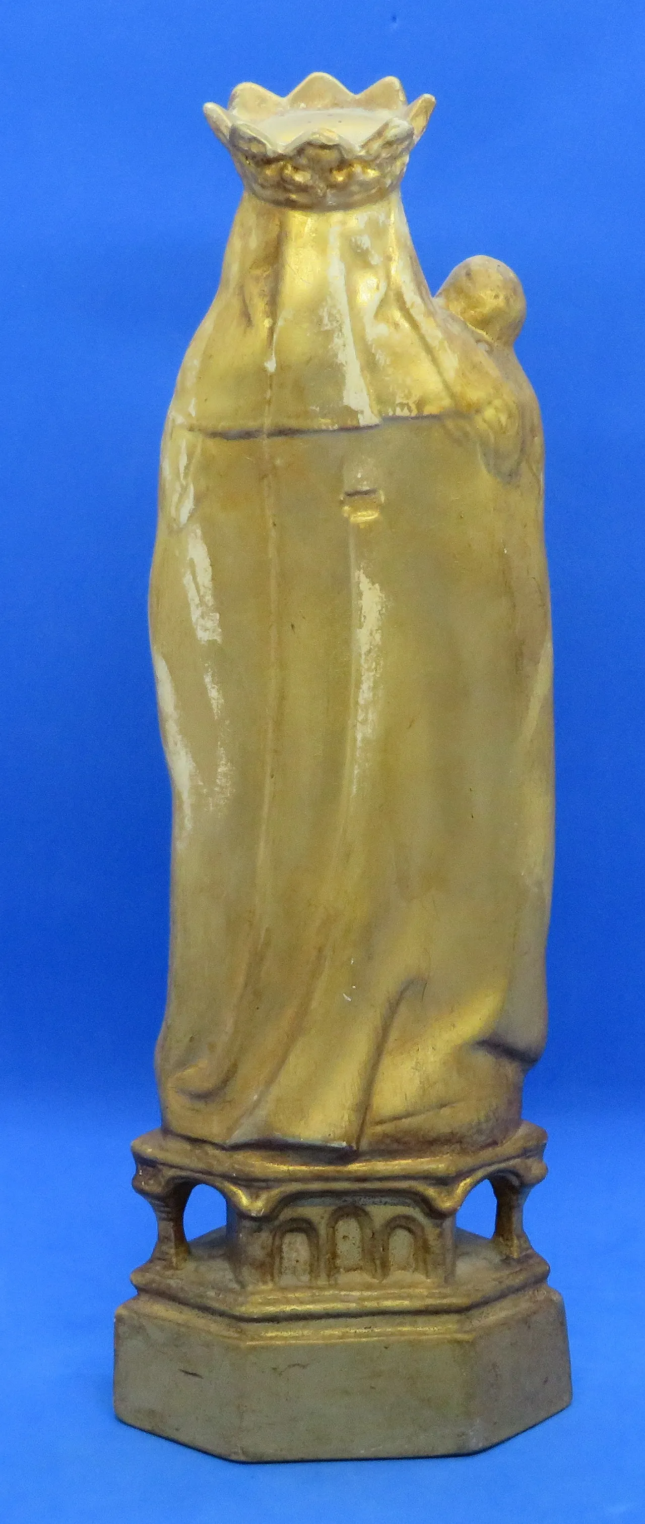 Madonna and Child, gilded ceramic statuette, 19th century 3