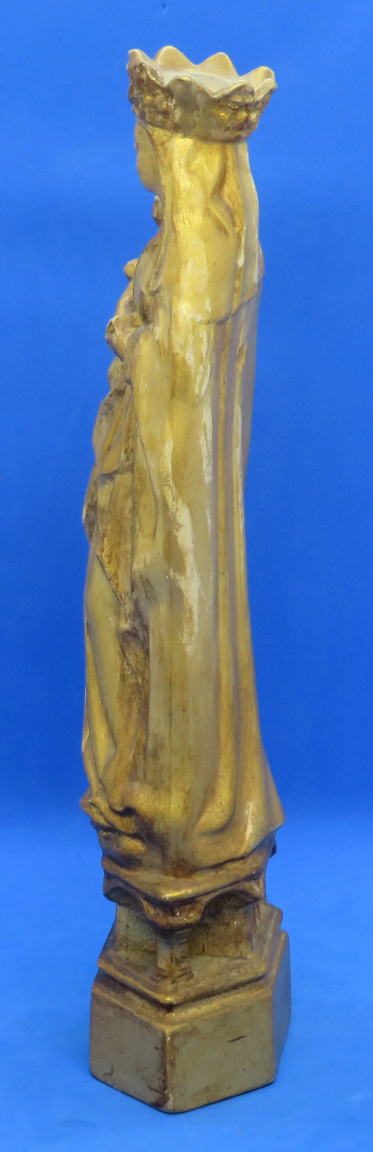 Madonna and Child, gilded ceramic statuette, 19th century 4