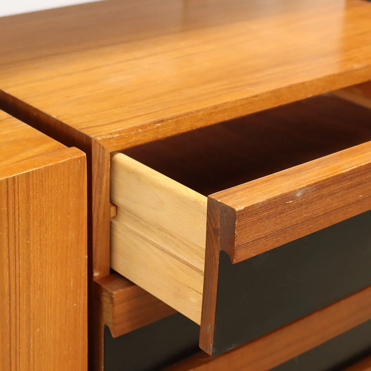 Vintage ceiling to floor bookcase in laminate teak and metal, 1960s 5