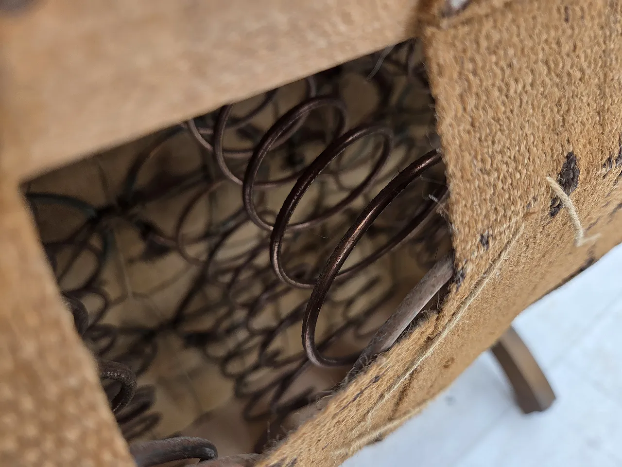 Anni '50, poltrona danese, tessuto originale di lana mobili verdi/beige. 20