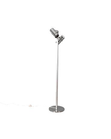 Lampada da terra in metallo a due luci, anni '70