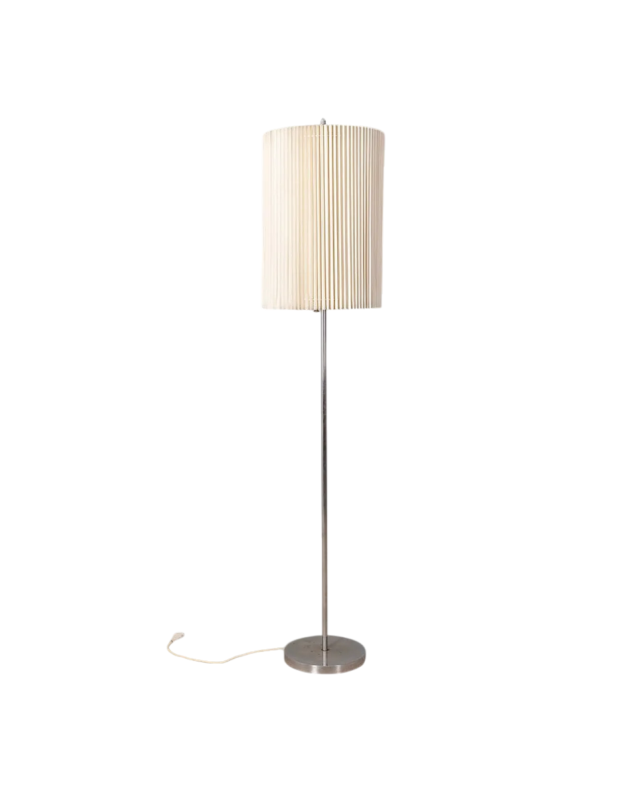 Lampada da terra in metallo e paralume plissettato, anni '60 8