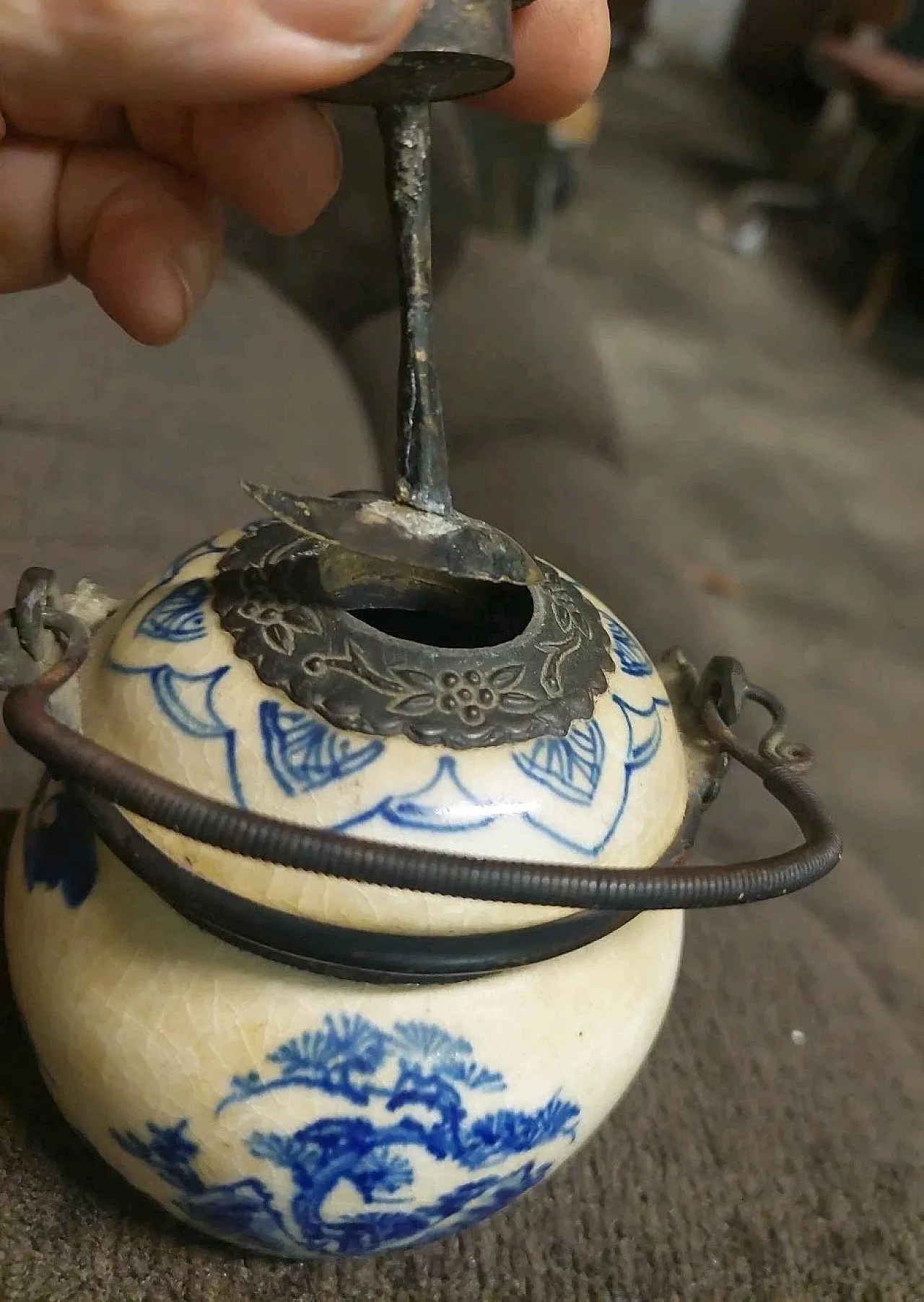 Vaso orientale in ceramica dipinta, '800 4