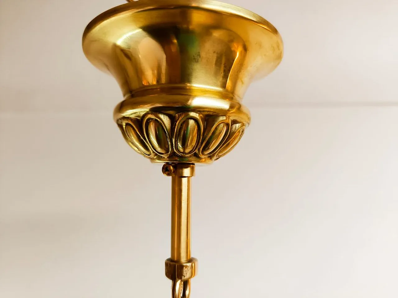 Lanterna in ottone e vetro ambrato, anni '50 2