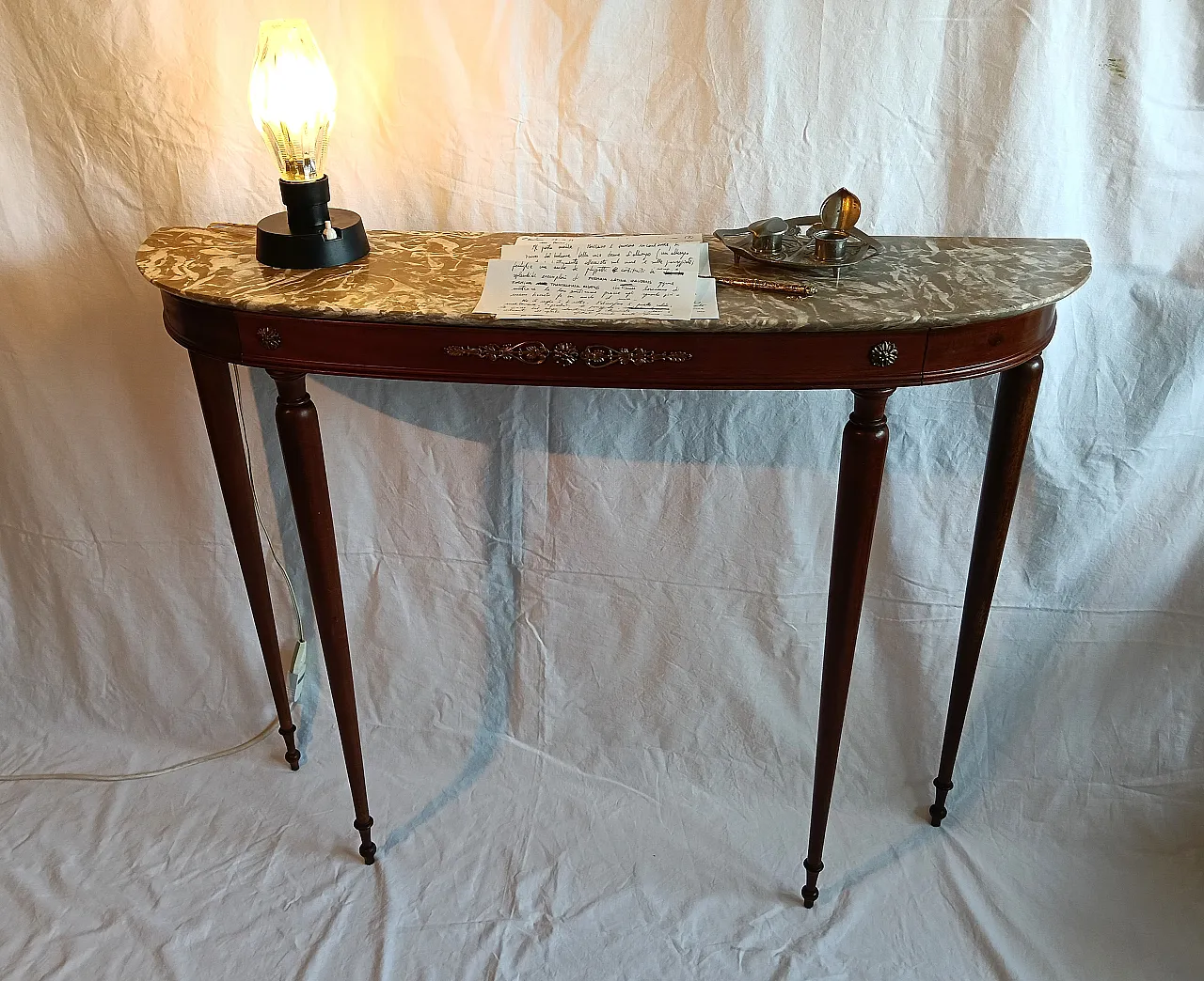 Consolle in stile con piano in marmo, '900 5